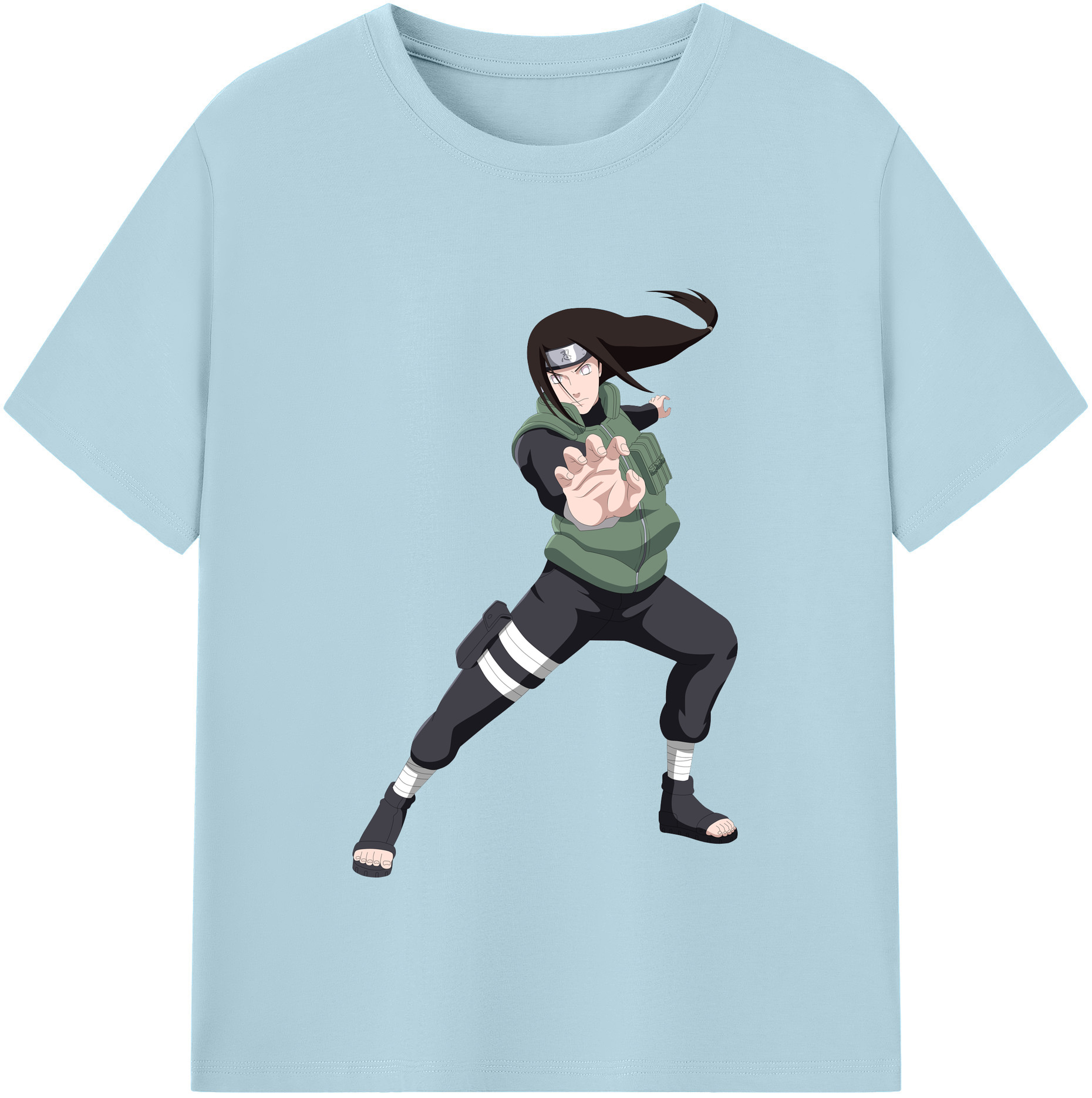 （画像用） NARUTO -ナルト- 日向ネジ Hyūga Neji 綿100％半袖Tシャツ（フロントプリント）